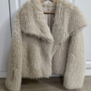 Women's Cream Faux Fur Jacket